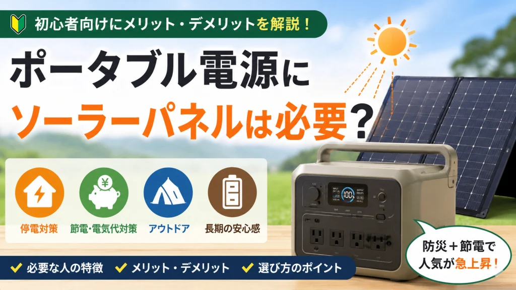 ポータブル電源とソーラーパネルの必要性を解説したアイキャッチ画像