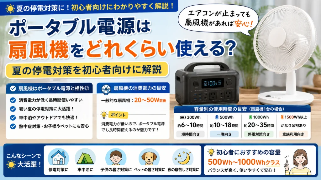 ポータブル電源が停電時に何日使えるのか容量別の目安を初心者向けに解説したアイキャッチ画像
